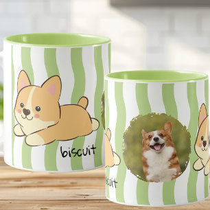 Groene Streep Corgi Foto Mok Ontwerp