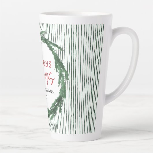 Groene streep en waterverf met kerstmis latte mok (Rechts)