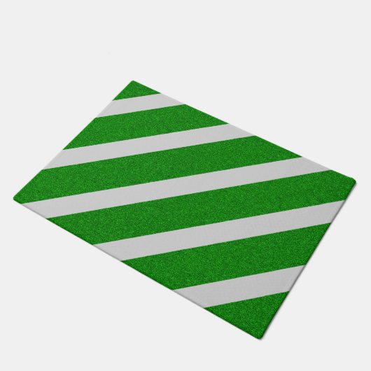 Groene Streep Glitter Deurmat (Schuin)