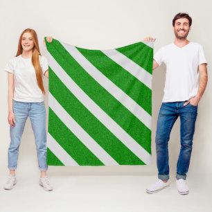 Groene Streep Glitter Fleece Deken