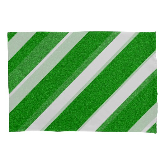 Groene Streep Glitter Kussensloop (Voorkant-Links)