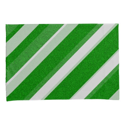 Groene Streep Glitter Kussensloop (Voorkant-Rechts)