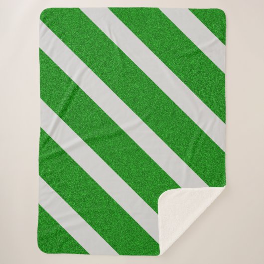 Groene Streep Glitter Sherpa Deken (Voorkant)