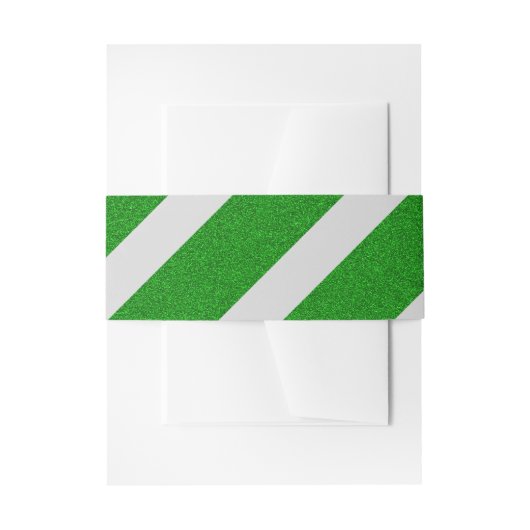 Groene Streep Glitter Uitnodigingen Wikkel (Voorkant Voorbeeld)