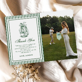Groene streep golf baby shower foto bedankkaart