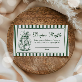Groene streep golf baby shower luier raffle informatiekaartje