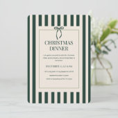 Groene Streep Kerst Dinner Kaart (Staand voorkant)