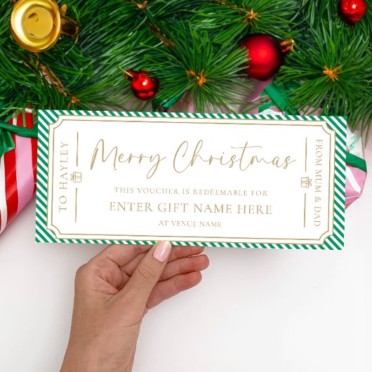 Groene Streep Kerstcadeaubon Card Kaart