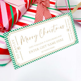 Groene Streep Kerstcadeaubon Card Kaart