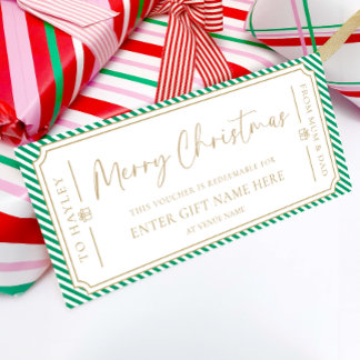 Groene Streep Kerstcadeaubon Card Kaart