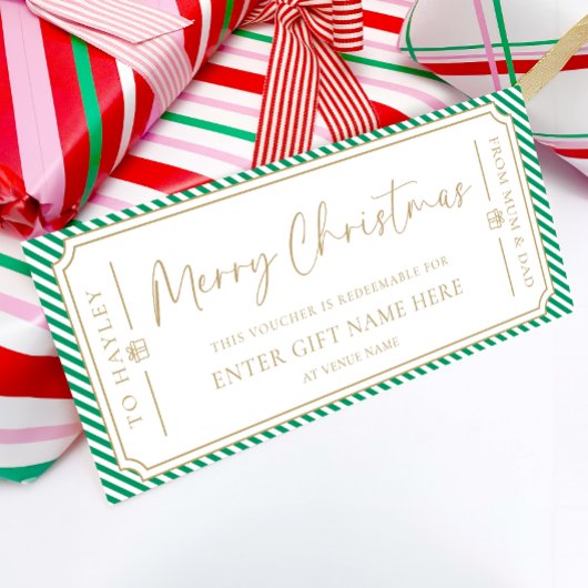 Groene Streep Kerstcadeaubon Card Kaart