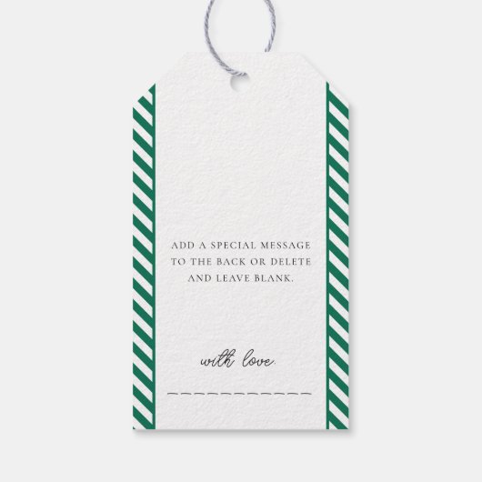 Groene streep Kerstmis Cadeaulabel (Achterkant)
