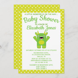 Groene Streep Kleine Monster Baby shower Invitatio Kaart