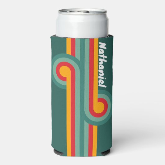 Groene Streep Loop met Naam Seltzer Blikjeskoeler (Seltzer Achterkant)