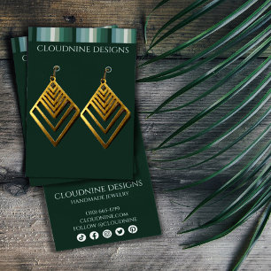 Groene streep Oorbellen Ketting Sieraden Displayka Visitekaartje