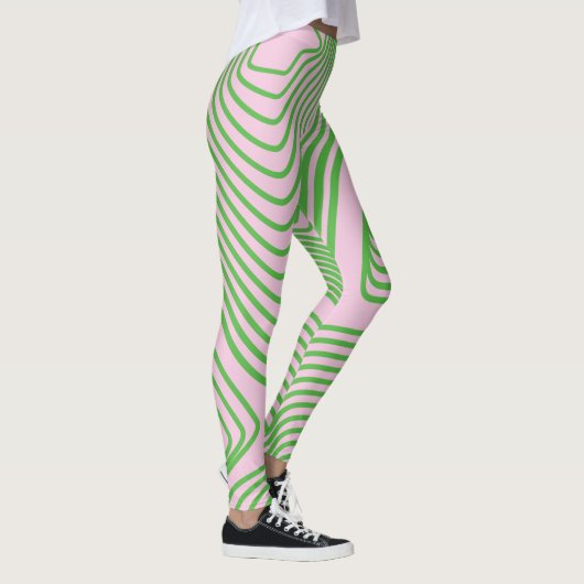 Groene streep op roze ondergrondse peulen leggings (Rechts)