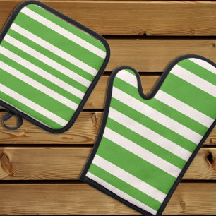 Groene streep ovenwant & pannenlap set