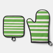 Groene streep ovenwant & pannenlap set (Voorkant)