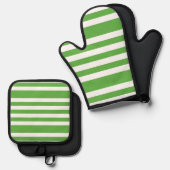 Groene streep ovenwant & pannenlap set (Voorkant / Achterkant)