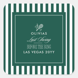 Groene Streep Tennis Modern Chique Bruidsfeest Fav Vierkante Sticker