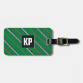 Groene streep voor hem moderne, wollige, stijlvoll bagagelabel (Voorkant horizontaal)