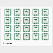 Groene strepen aangepaste diploma-feest dank je we vierkante sticker (Vel)