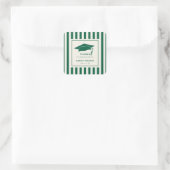 Groene strepen aangepaste diploma-feest dank je we vierkante sticker (Tas)