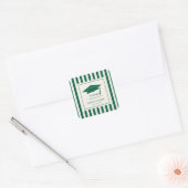 Groene strepen aangepaste diploma-feest dank je we vierkante sticker (Envelop)