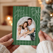 Groene Strepen Boog Kerst Fotokaart