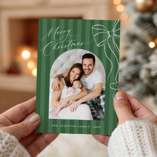 Groene Strepen Boog Kerst Fotokaart Feestdagenkaart