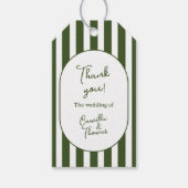 Groene Strepen Bruiloft Cadeaulabel (Voorkant)