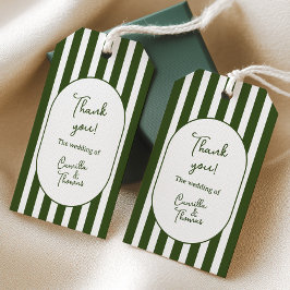 Groene Strepen Bruiloft Cadeaulabel