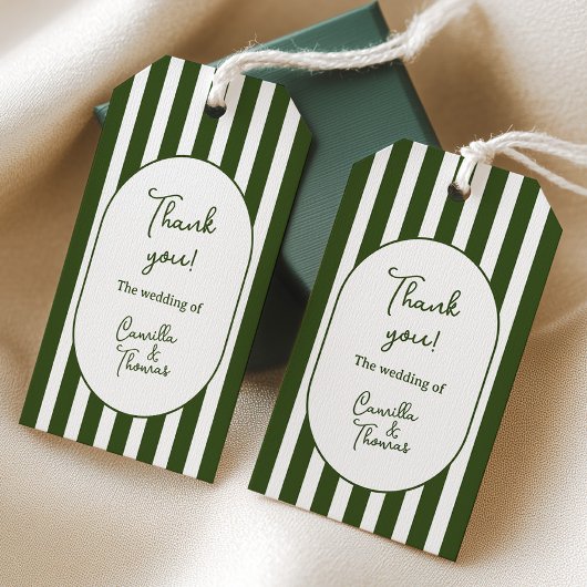 Groene Strepen Bruiloft Cadeaulabel