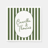 Groene Strepen Bruiloft Servet (Voorkant)