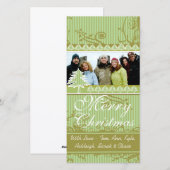 Groene Strepen Dennen Draaikolk Kerst Familie Foto Feestdagenkaart (Voorkant / Achterkant)