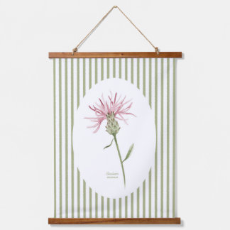Groene strepen en aquarel wilde bloem uit vroeger  hangend wandkleed