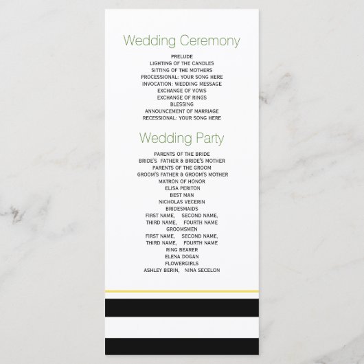 Groene strepen en klaver Ierse bruiloft programma Programmakaart (Achterkant)