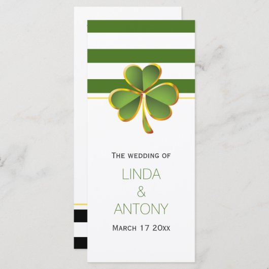 Groene strepen en klaver Ierse bruiloft programma Programmakaart (Voorkant / Achterkant)