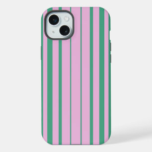 Groene Strepen en Zachte Roze iPhone 15 Plus Hoesj Case
