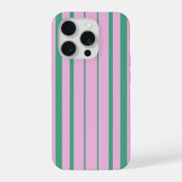 Groene Strepen en Zachte Roze iPhone 15 Pro Hoes Case