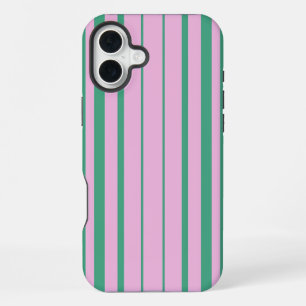 Groene Strepen en Zachte Roze iPhone 16 Plus Hoesj Hoesje