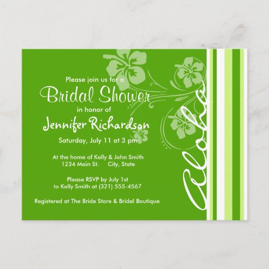 groene strepen; gestreept; Aloha Uitnodiging Briefkaart (Voorkant)