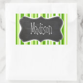 Groene strepen; gestreept;  krijtbord rechthoekige sticker (Tas)