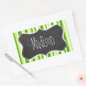 Groene strepen; gestreept;  krijtbord rechthoekige sticker (Envelop)