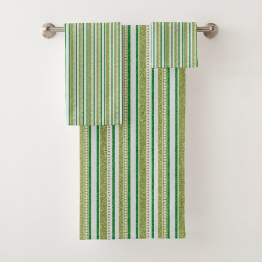 Groene Strepen Glitter Bad Handdoek (Insitu)