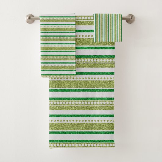 Groene Strepen Glitter Bad Handdoek (Insitu)