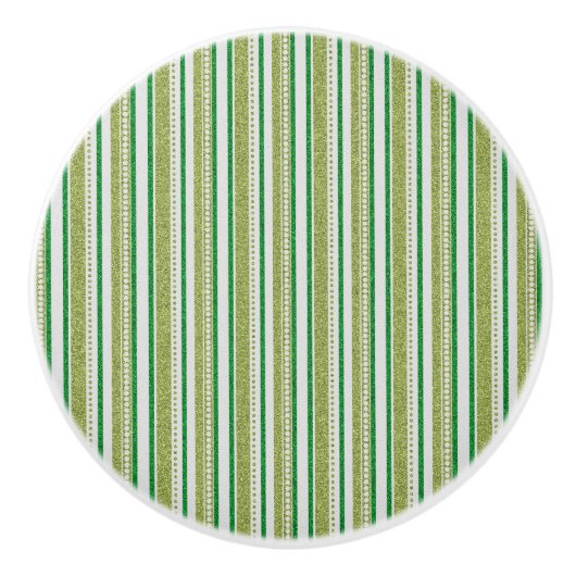 Groene Strepen Glitter Keramische Knop (Voorkant)