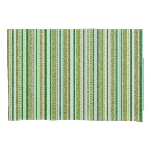 Groene Strepen Glitter Kussensloop (Voorkant)