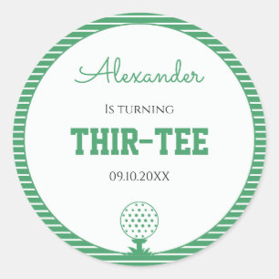 Groene Strepen Golf 30e Verjaardagsfeest Ronde Sticker