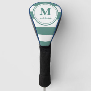 Groene strepen  Golf  gepersonaliseerd NAAM-monogr Golfheadcover
